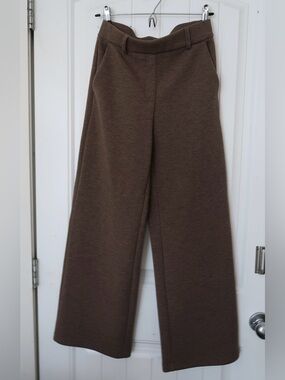 OGL Heather Brown Mid-Rise Fly-Front Wide-Leg Trousers S Petite